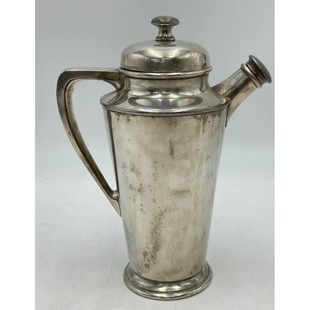 Antique Reed & Barton Silverplate 44 Oz. Cocktail Shaker w/ Cork Lid & Stopper